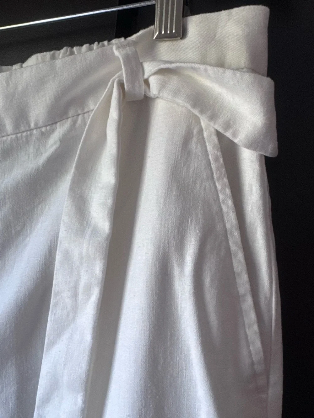 Banana Republic White Linen Blend Cropped Wide Leg Pants 14